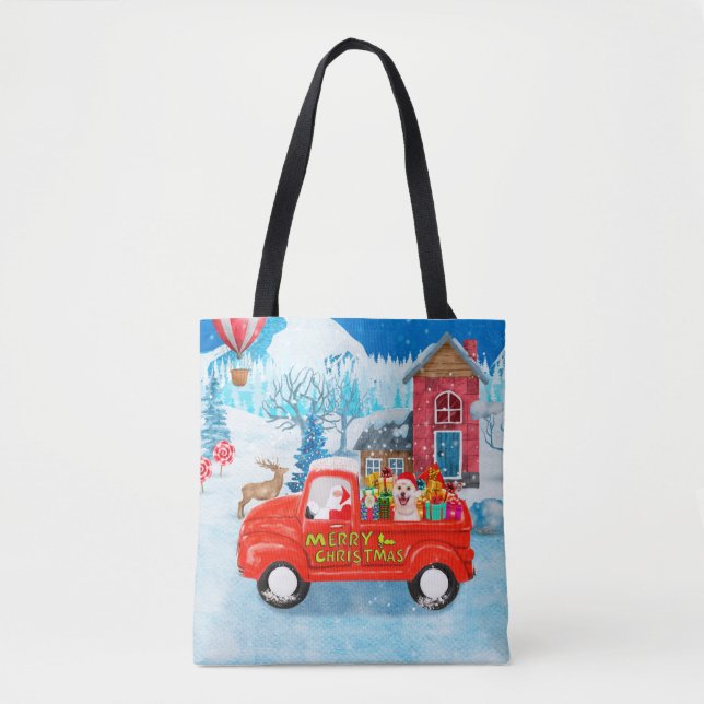 Bolsa Tote Shiba Inu Cão Entrega de Natal Neve (Frente)