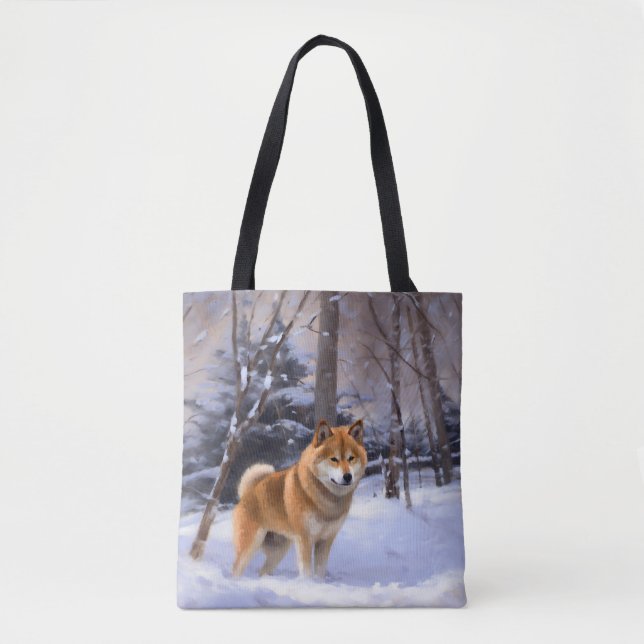 Bolsa Tote Shiba Inu Deixe Nevar Natal (Frente)