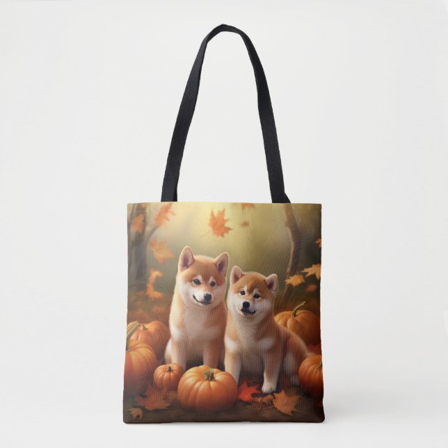 Bolsa Tote Shiba Inu Puppy Autumn Delight Pumpkin (Frente)