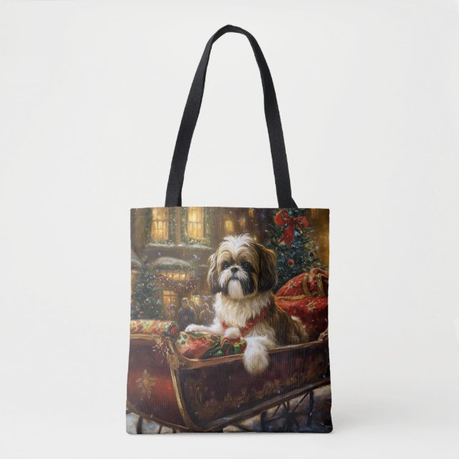 Bolsa Tote Shih Tzu Christmas Fesason Season (Frente)