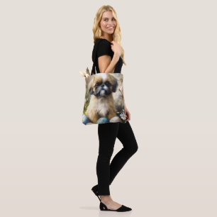 Bolsa Tote Shih Tzu Dog com Feriado de Ovos de Páscoa