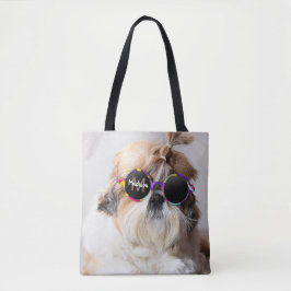 Bolsa Tote Shih Tzu Legal e divertido Monograma Personalizado