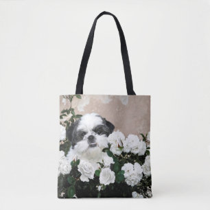 Bolsa Tote Shih Tzu nos rosas
