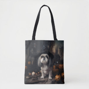 Bolsa Tote Shih Tzu Pumpkins Halloween Scary