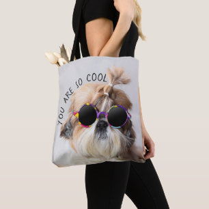 Bolsa Tote Shih Tzu Você é tão Legal e divertido Óculos de so