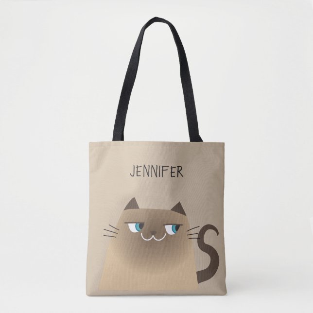 Bolsa Tote Siamese Cat Personalizado (Frente)