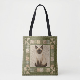 Bolsa Tote Siamese Cat Quilt Personalize