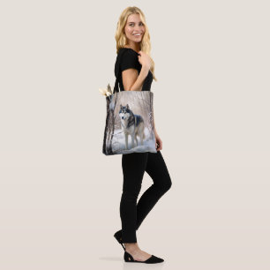 Bolsa Tote Siberian Husky Deixe Nevar Natal