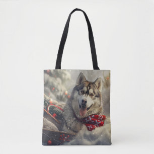 Bolsa Tote Siberian Husky Dog Festivo
