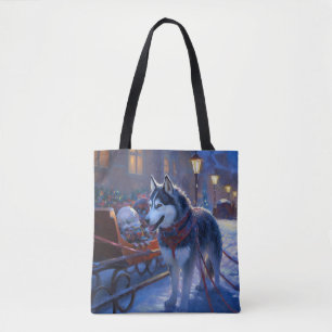 Bolsa Tote Siberian Husky Natal Fesason