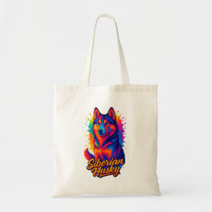 Bolsa Tote Siberian Husky Vibrante de Arte Pop