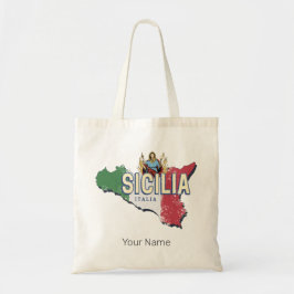 Bolsa Tote Sicília Bandeira Itália Retro Map Vintage Souvenir