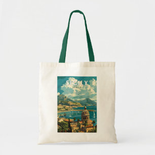 Bolsa Tote Sicília Itália Viagem Art Vintage