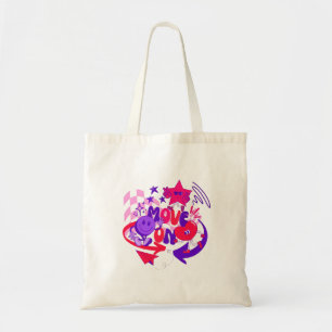 Bolsa Tote "Siga em Frente" Groovy Cor Frase Colorida 