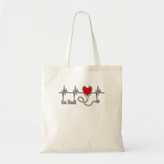 Bolsa Tote Siga o Red Heartbeat Doença Cardíaca Percepção Sob (Frente)