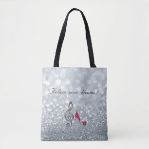 Bolsa Tote Siga seus sonhos, Glittery, Heels, Violine Key