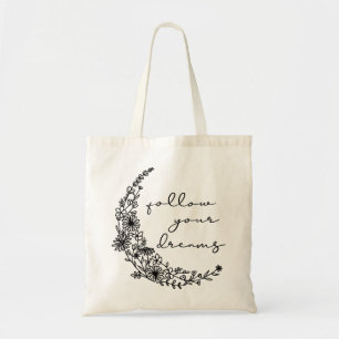 Bolsa Tote Siga seus sonhos, Lua Floral
