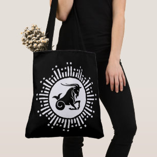 Bolsa Tote Signo de Capricórnio Bode Design Cósmico de Estrel