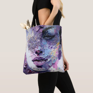 Bolsa Tote "Silêncio Cristalino" - Um Retrato Roxo