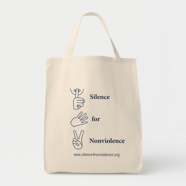 Bolsa Tote Silêncio vertical para o saco do Nonviolence (Frente)