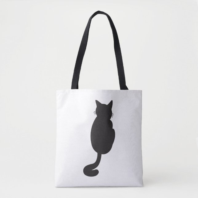 Bolsa Tote Silhouette de Gato Negro Minimalista (Frente)