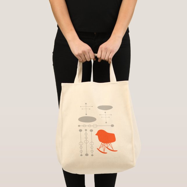 Bolsa Tote Silhouette de padrão da Cinza do século médio (Frente (produto))