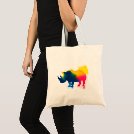 Bolsa Tote Silhouette Rino, pintura Abstrato, colorida,