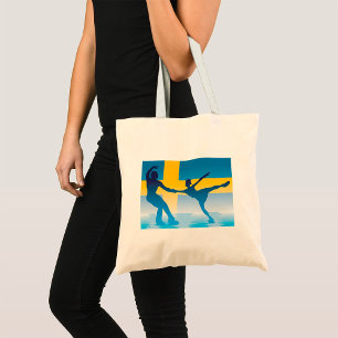 Bolsa Tote Silhout Sueco De Ice Skating Duo