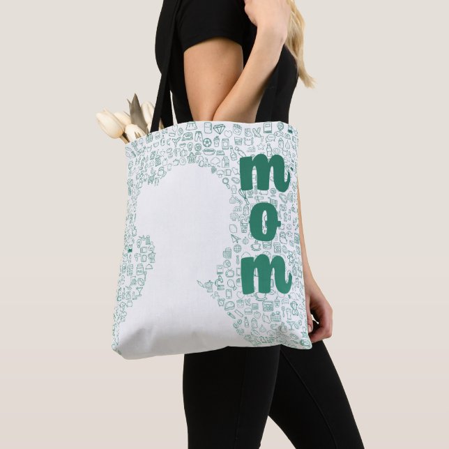 Bolsa Tote Silhueta branca de uma mãe (Close Up)