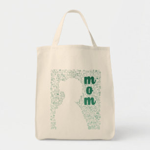 Bolsa Tote Silhueta Branca de uma Saco de Tote Mãe