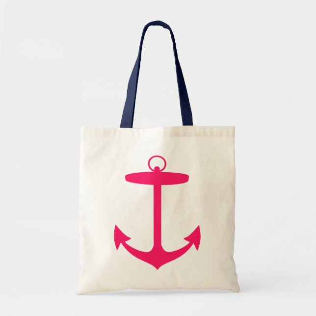 Bolsa Tote Silhueta cor-de-rosa da âncora (Frente)