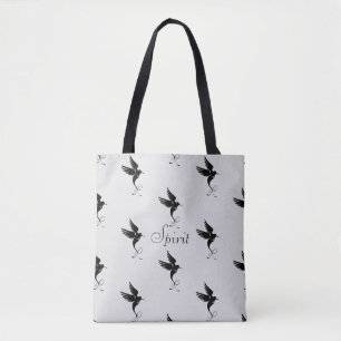 Bolsa Tote Silhueta de beija-flor em cor prateada