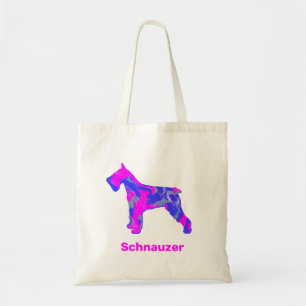Bolsa Tote Silhueta de Cachorro Schnauzer Rosa Quente Louco