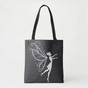 Bolsa Tote Silhueta de Fadas Magicas com Asas e Estrelas