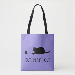 Bolsa Tote Silhueta de Gato em Play "Coma o Amor de Pera"