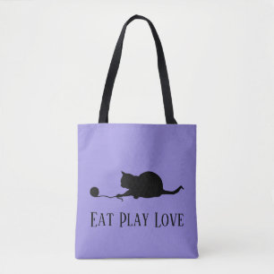 Bolsa Tote Silhueta de Gato em Play "Coma o Amor de Pera"