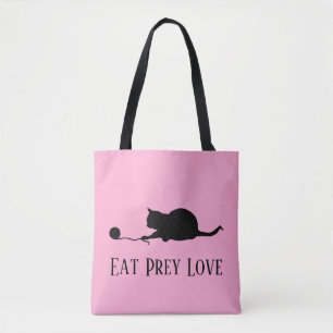 Bolsa Tote Silhueta de Gato em Play "Coma o Amor de Pera"