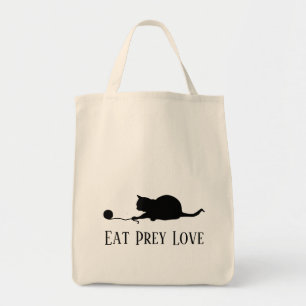 Bolsa Tote Silhueta de Gato em Play "Coma o Amor de Pera"