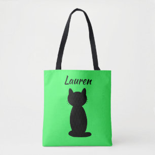 Bolsa Tote Silhueta de Gato Preto Personalizada