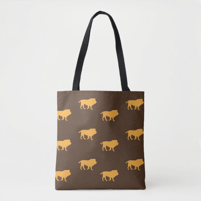 Bolsa Tote Silhueta de leões em castanho (Frente)