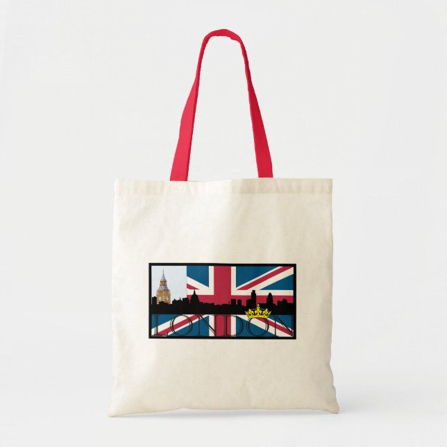 Bolsa Tote Silhueta de Londres e de Union Jack (Frente)