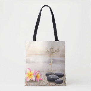 Bolsa Tote Silhueta de Mulheres Árvore Pedras Zen
