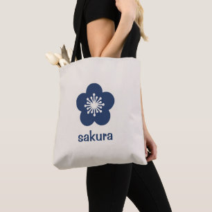 Bolsa Tote Silhueta de Sakura Azul-Marinho - Neutro