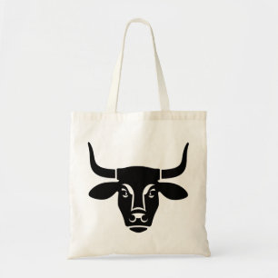 Bolsa Tote Silhueta de Touro Preto Minimalista