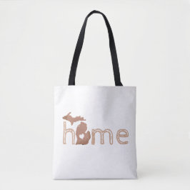 Bolsa Tote Silhueta do Estado de Cobre do Michigan com texto