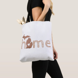 Bolsa Tote Silhueta do Estado de Cobre do Michigan com texto