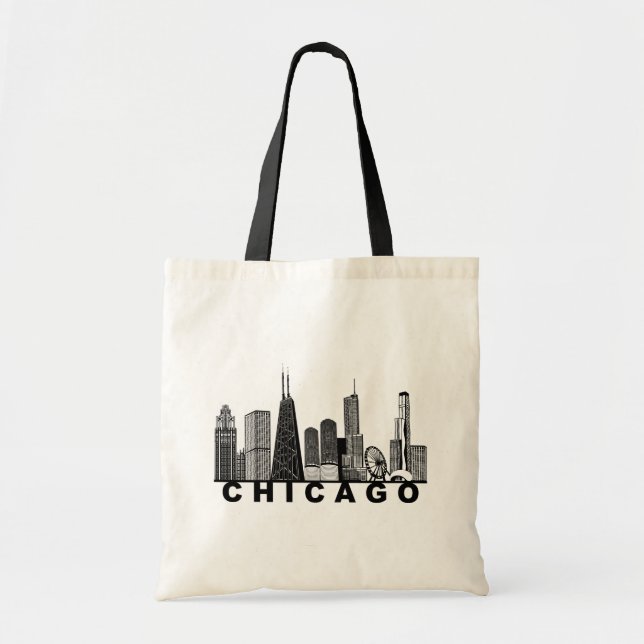 Bolsa Tote Silhueta do Horizonte de Chicago  (Frente)