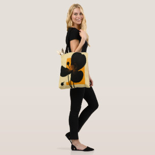 Bolsa Tote Silhueta Floral Preta Moderna