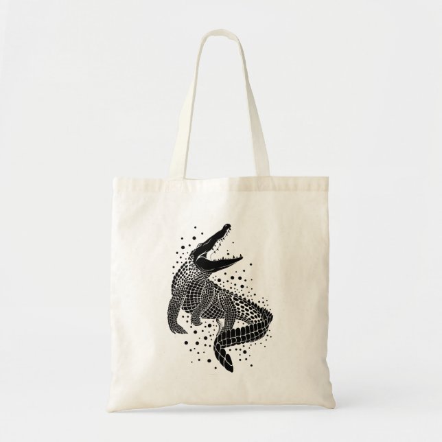 Bolsa Tote Silhueta Preta de um Crocodilo (Frente)
