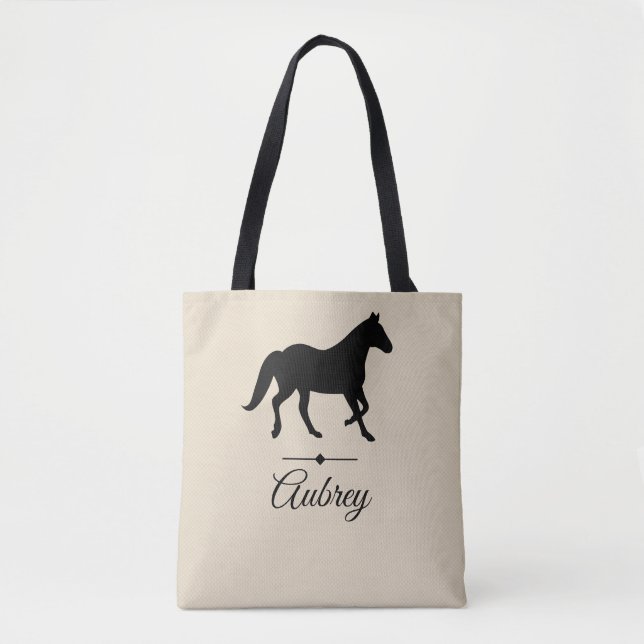 Bolsa Tote Silhueta preta elegante | do cavalo personalizado (Frente)